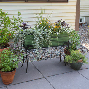 36" Green Flower Box with Flora Stand, 25-in H Flower Box