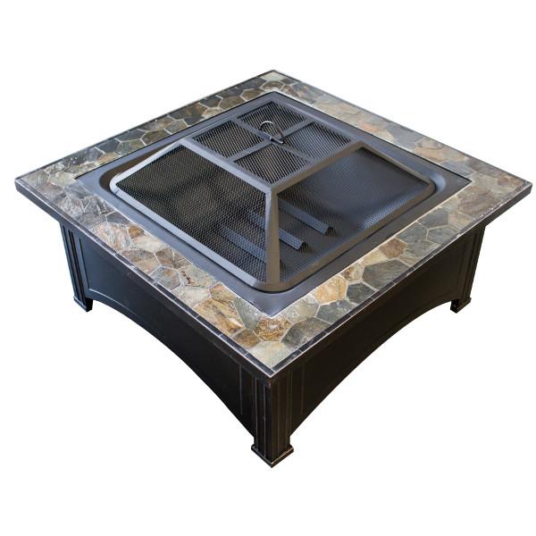 36-Inch Square Slate Top Wood Burning Fire Pit Fire Pits