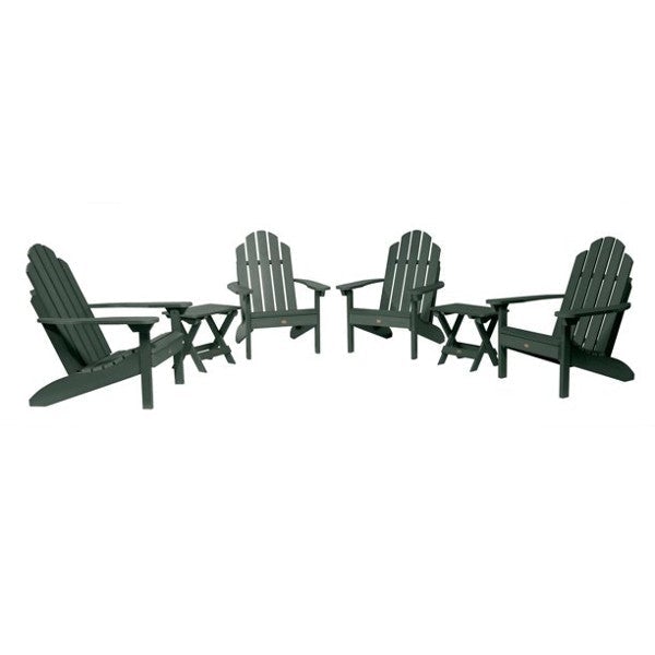 4 Classic Westport Adirondack Chairs with 2 Classic Westport Side Tables Conversation Set Charleston Green