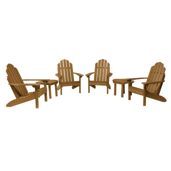 4 Classic Westport Adirondack Chairs with 2 Classic Westport Side Tables Conversation Set Toffee