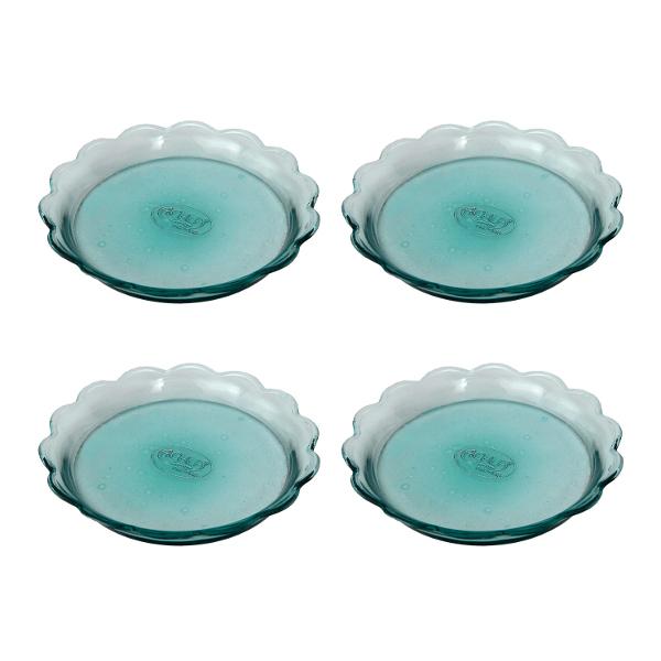 4-Pack Scalloped Rim Recycled Glass Tray Glass Tray
