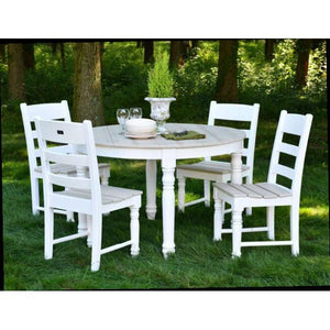 Farm House 48” Round Dining Table Set With 4 Dining Chairs - The Charming Bench Company