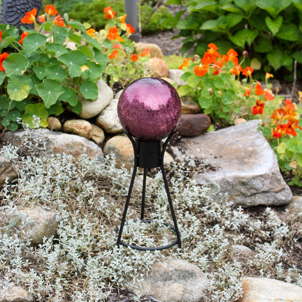 6&quot; Crackle Glass Gazing Globe with Stand Globe Ball Stand