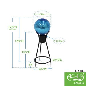 6" Crackle Glass Gazing Globe with Stand Globe Ball Stand