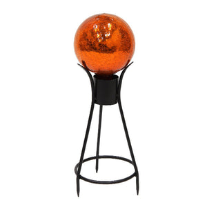 6" Crackle Glass Gazing Globe with Stand Globe Ball Stand