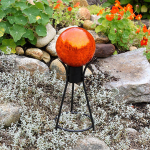 6" Crackle Glass Gazing Globe with Stand Globe Ball Stand