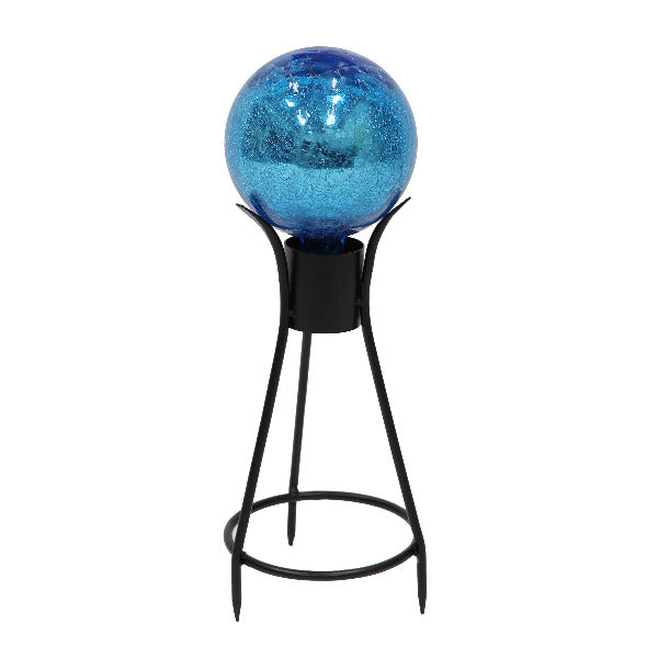 6&quot; Crackle Glass Gazing Globe with Stand Globe Ball Stand 6 inch / Teal