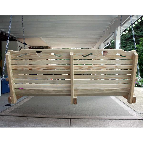60&quot; Treated Pine Crossback w/Hearts Swingbed Porch Swing Bed