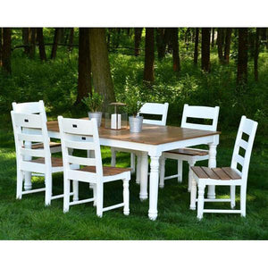 72” Farm House Dining Table Set with 6 Farm House Dining Chairs - The Charming Bench Company