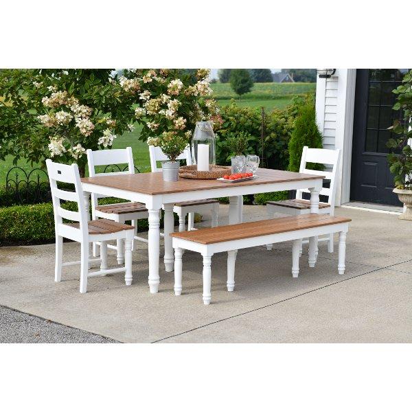 72” Farm House Dining Table Set with 6 Farm House Dining Chairs