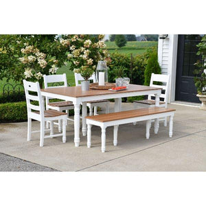 72” Farm House Dining Table Set with 6 Farm House Dining Chairs - The Charming Bench Company