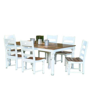 72” Farm House Dining Table Set with 6 Farm House Dining Chairs - The Charming Bench Company