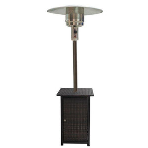 87" Tall Square Wicker Outdoor Patio Heater With table- Resin Wicker Patio Heater