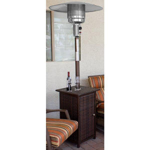87" Tall Square Wicker Outdoor Patio Heater With table- Resin Wicker Patio Heater