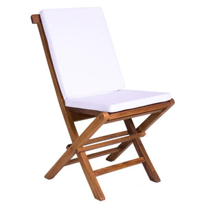 9-Piece Twin Butterfly Leaf Teak Extension Table Folding Chair Set with Cushions Dining Set Royal White