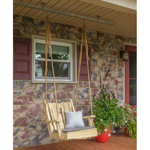 A & L Furniture 2ft Timberland Chair Swing with Rope Porch Swings Unfinished