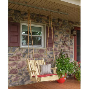 A & L Furniture 2ft Timberland Chair Swing with Rope Porch Swings Unfinished