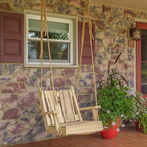 A & L Furniture 2ft Timberland Chair Swing with Rope Porch Swings Unfinished