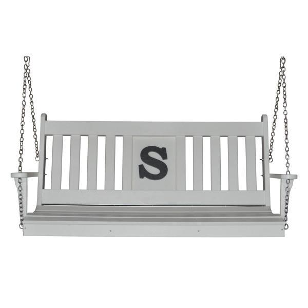 A &amp; L Furniture 5 ft Poly Traditional English Swing with Monogram Porch Swings Black / A