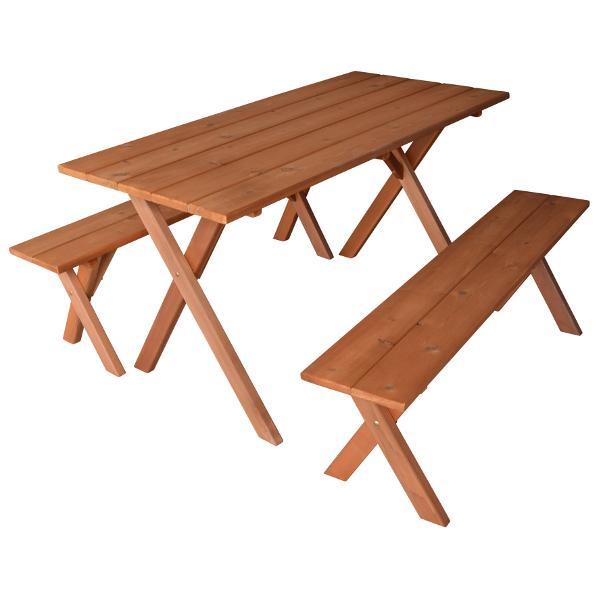 A &amp; L Furniture 5ft Cedar Economy Table with 2 Benches Table Cedar