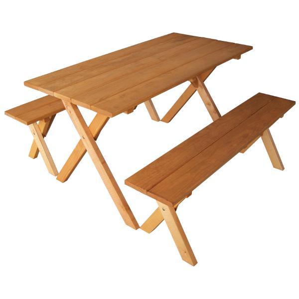 A &amp; L Furniture 5ft Economy Table with 2 Benches Table Cedar