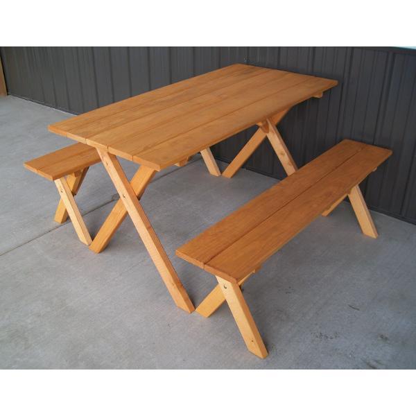 A &amp; L Furniture 5ft Economy Table with 2 Benches Table Unfinished