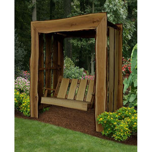 A & L Furniture Appalachian Arbor with Timberland Swing with Rope Porch Swing Stands 5ft / Unfinished