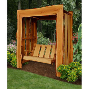 A & L Furniture Appalachian Arbor with Timberland Swing with Rope Porch Swing Stands 5ft / Unfinished