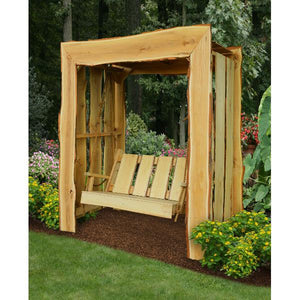 A & L Furniture Appalachian Arbor with Timberland Swing with Rope Porch Swing Stands 5ft / Unfinished