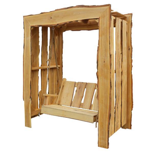 A &amp; L Furniture Appalachian Arbor with Timberland Swing with Rope Porch Swing Stands 5ft / Unfinished