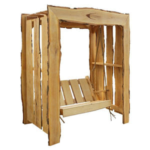 A & L Furniture Appalachian Arbor with Timberland Swing with Rope Porch Swing Stands 5ft / Unfinished