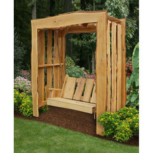 A & L Furniture Appalachian Arbor with Timberland Swing with Rope Porch Swing Stands 5ft / Unfinished