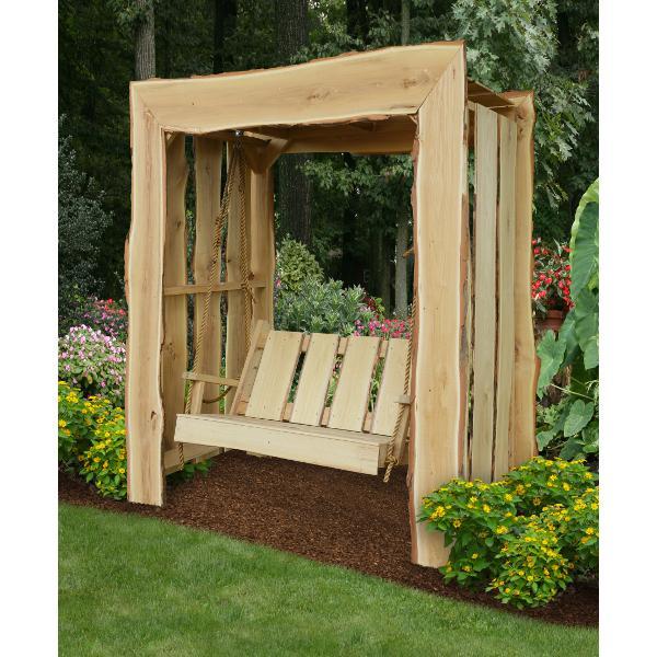 A &amp; L Furniture Appalachian Arbor with Timberland Swing with Rope Porch Swing Stands 5ft / Unfinished