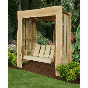 A & L Furniture Appalachian Arbor with Timberland Swing with Rope Porch Swing Stands 5ft / Unfinished
