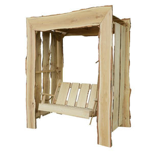 A & L Furniture Appalachian Arbor with Timberland Swing with Rope Porch Swing Stands 5ft / Unfinished