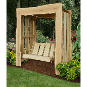 A & L Furniture Appalachian Arbor with Timberland Swing with Rope Porch Swing Stands 5ft / Unfinished