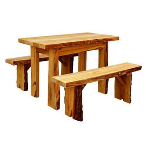 A & L Furniture Autumnwood Table with 2 Wildwood Benches Table 4ft / Cedar