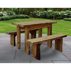 A & L Furniture Autumnwood Table with 2 Wildwood Benches Table 4ft / Unfinished