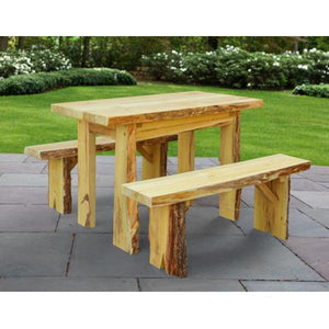 A & L Furniture Autumnwood Table with 2 Wildwood Benches Table 4ft / Unfinished