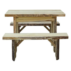 A & L Furniture Autumnwood Table with 2 Wildwood Benches Table 4ft / Unfinished