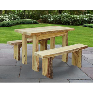 A & L Furniture Autumnwood Table with 2 Wildwood Benches Table 4ft / Unfinished