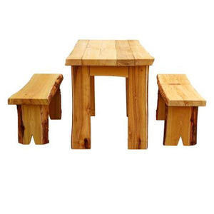 A & L Furniture Autumnwood Table with 2 Wildwood Benches Table 4ft / Unfinished