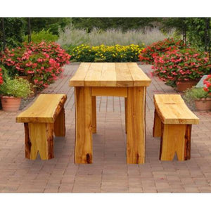 A & L Furniture Autumnwood Table with 2 Wildwood Benches Table 4ft / Unfinished