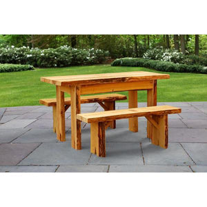 A & L Furniture Autumnwood Table with 2 Wildwood Benches Table 4ft / Unfinished