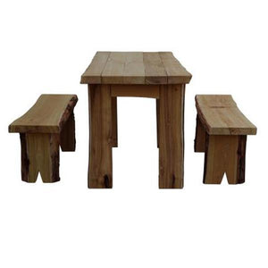 A & L Furniture Autumnwood Table with 2 Wildwood Benches Table 4ft / Unfinished