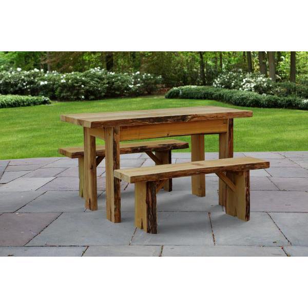 A &amp; L Furniture Autumnwood Table with 2 Wildwood Benches Table 4ft / Unfinished