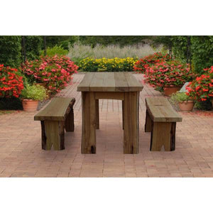 A & L Furniture Autumnwood Table with 2 Wildwood Benches Table 4ft / Unfinished