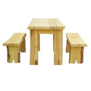 A & L Furniture Autumnwood Table with 2 Wildwood Benches Table 4ft / Unfinished