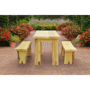 A & L Furniture Autumnwood Table with 2 Wildwood Benches Table 4ft / Unfinished