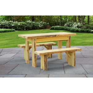A & L Furniture Autumnwood Table with 2 Wildwood Benches Table 4ft / Unfinished